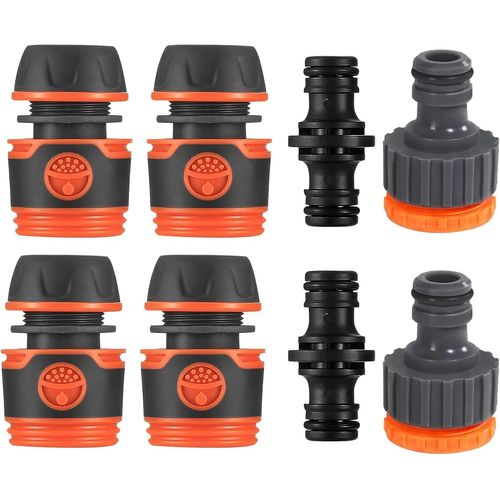 8 Pièces Kit de Raccords pour Tuyau d¿Arrosage 1/2"", Connecteurs Rapides et Adaptateurs, Installation Facile, Accessoires pour Jardin et Arrosage Domestique
