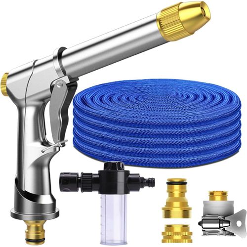 Tuyau d'arrosage Extensible 50ft / 15m, Tuyau arrosage Universel avec 5 Fonction Pistolet, Raccords en Laiton, Tuyau d`Eau pour Jardin Nettoyage Lavage de Voiture et Douches des Animaux.[U71]