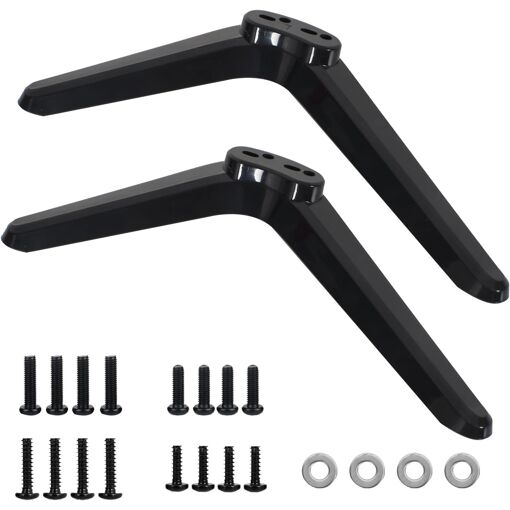 Support TV Universel, Pieds De Base Avec Vis | Pour écrans Plats 32" à 55" - Compatible Trous De Fixation 17 à 20 Mm - Socle Antidérapant Noir ABS