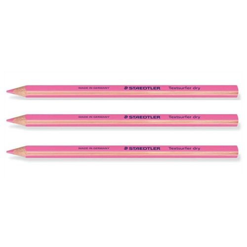 Staedtler Lot De 3 Crayons Surligneur À Sec Textliner Dry Mine 4 Mm Rose