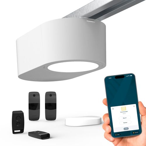 Motorisation porte de garage Serenia 700 io Connect - Pilotable à distance avec smartphone et assistants vocaux - Pour portes de garage Hauteur Max. 2.35 m et Largeur Max. 4.5 m - Livrée avec 2 Télécommandes Keytis io
