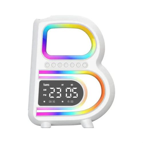 haut-parleur Bluetooth en forme de B multifonctionnel, musique intelligente, éclairage rythmique, chargeur sans fil pour téléphone, carte TF, entrée AUX, mode standard