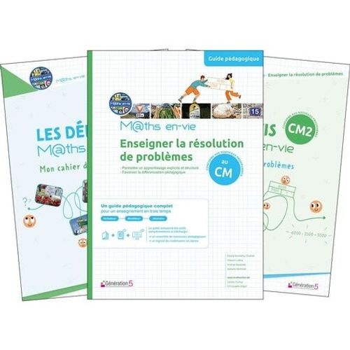 Enseigner La Résolution De Problèmes Au Cm M@Ths En-Vie - 3 Volumes : Guide Pédagogique + Cahier Élève Cm1 Et Cm2