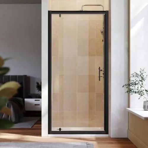 SIRHONA Porte de Douche Black Paroi de douche Pivotante Cabine de douche à une porte 100cm