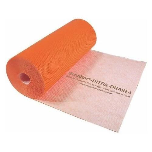 Natte de désolidarisation et de drainage en polyéthylène DITRA-DRAIN - Le rouleau de 25 M x 1 M - DITRA DRAIN 4