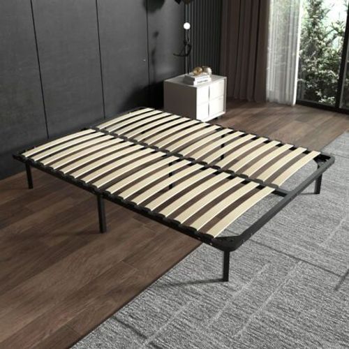 Sommier 140x190cm, Teeno Sommier À Lattes Avec 2x16 Lattes Sur, 7 Pieds, Montage Rapide-Sommiers À Lattes En Bois Pour Adulte