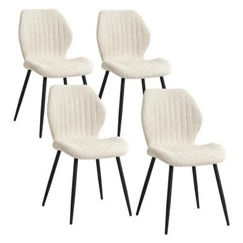Wokaka Lot De 4 Chaises - Chaise De Salle À Manger Rétro -Chaise En Lin-Pieds En Métal(Kaki)