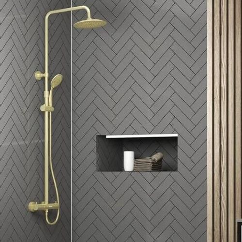 Colonne de douche Thermostatique finition Or Doré Brossé - 133x26x52 cm - MOLLY GOLD