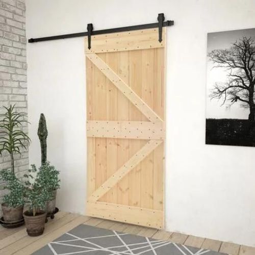 vidaXL Porte coulissante avec kit de quincaillerie 90x210cm Pin massif