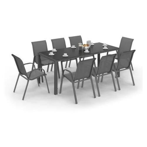 Idmarket Salon De Jardin Madrid Table 190 Cm Et 8 Chaises Empilables
