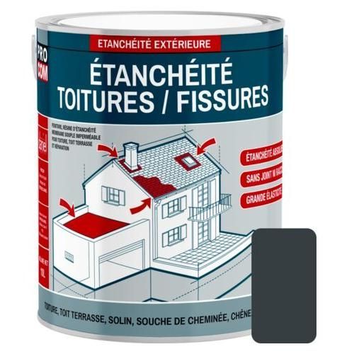 Peinture, résine d'étanchéité toiture, réparation tuiles, fissures, anti-fuites, décore, protège, plusieurs coloris PROCOM 2.5 litres Gris Ardoise