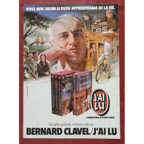 Publicité Vintage Années 1980. J'Ai Lu. Portrait De Bernard Clavel. 13 X 18,5 Cm