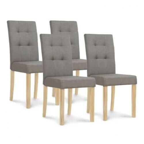 Lot De 4 Chaises Polga Capitonnées Grises Pour Salle À Manger