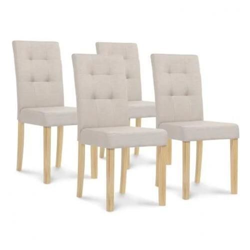 Lot De 4 Chaises Polga Capitonnées Beiges Pour Salle À Manger