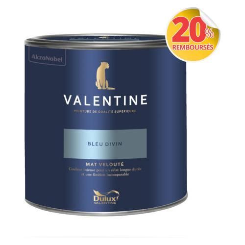 Peinture Valentine murs et boiseries Dulux Valentine bleu divin velouté mat 2L