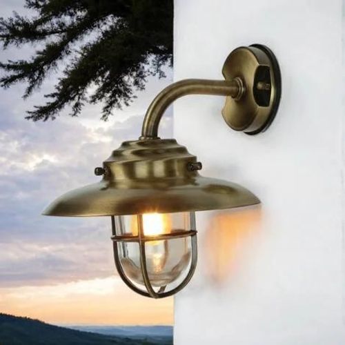 Applique Extérieure Laiton Antique Ip64 Maritim Lampe Extérieure E27 Jardin Maison Terrasse Cour Balcon
