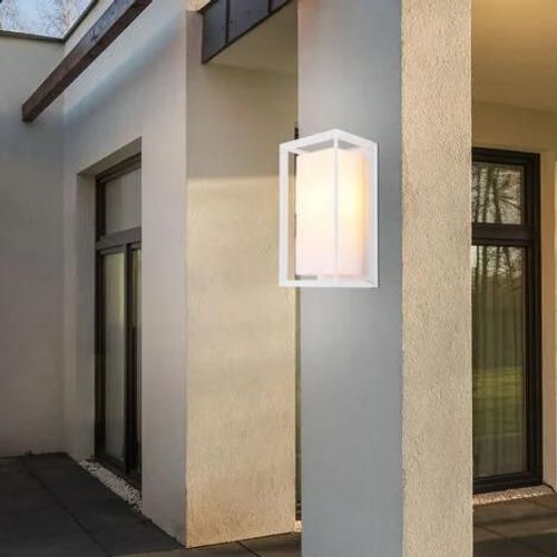 Lampe Extérieure Lampe Murale Lampe Murale Lampe De Jardin Lampe Extérieure Applique De Maison Garage, Ip44 Blanc, 1x Douille E27, Lxlxh 12,2x13x24,8 Cm