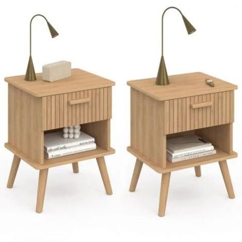 Idmarket Lot De 2 Tables De Chevet Juliette 1 Tiroir Avec Niche Effet Lattes