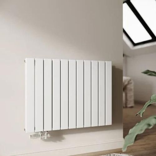 SONNI Radiateur eau chaude en acier Conception murale Vertical Radiateur chauffage central 630x850mm Panneau Double Blanc (1065W) Horizontal