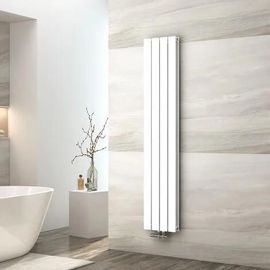 EMKE Radiateur à Eau Chaude, Radiateur plat Double couche connexion centrale, Montage mural vertical design, Blanc 160x30cm
