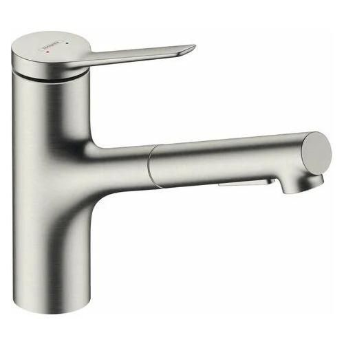 Robinet de cuisine avec douchette Zesis M33 150 2 jets aspect acier inox