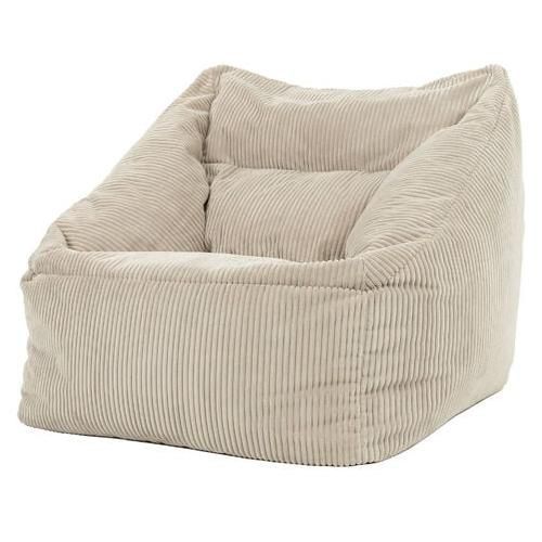 Pouf Fauteuil Velours Côtelé Beige Galet