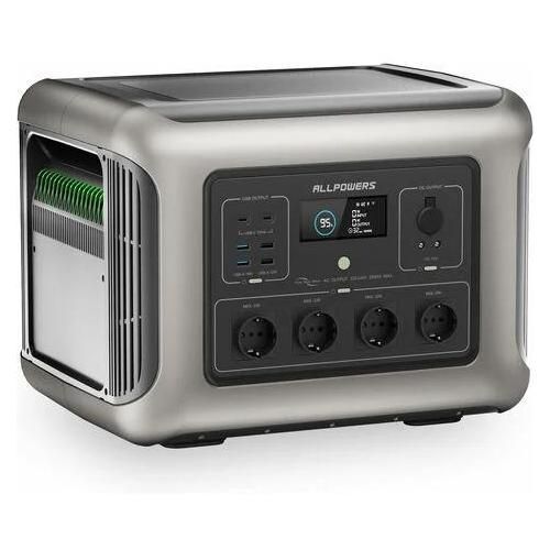 ALLPOWERS R2500 Station d'alimentation portable 2016 Wh Batterie LFP avec 3500 cycles + générateur solaire avec 4 sorties AC 2500 W, charge rapide 1 heure 100 % stockage de courant mobile pour la