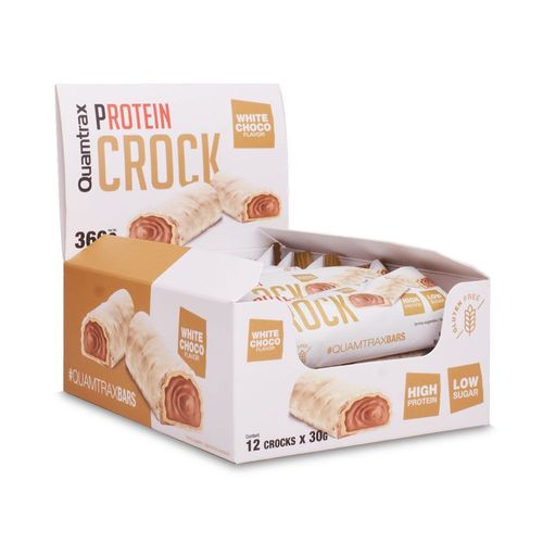 Protein Crock (12x30g)|Chocolat Blanc|Gâteaux Protéinés|Quamtrax 