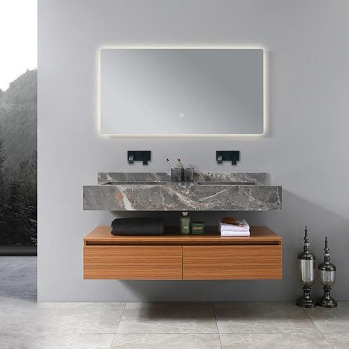 Meuble Salle De Bain Double Vasque Grise Rosa 120 Cm + Miroir