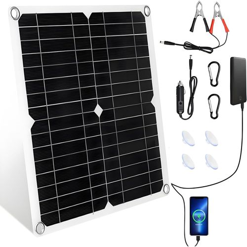 [12w Panneau Solaire Portable 16v Kit] 12w Ip67 Chargeur Solaire 2-Port Usb Mini Panneau Solaire Camera Exterieur Maintien De Charge Batterie Chargeurs Solaires Pour Téléphones Cam[Chargeurusb385]