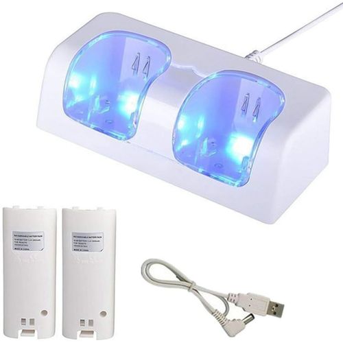 Station De Chargement Double Pour Télécommande Nintendo Wii, Station De Chargement Wii, Chargeur De Manette De Jeu Nintendo Avec 2 Batteries Rechargeables 2800 Mah Et Câble Usb[Chargeurusb816]