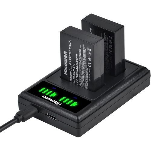 Lp-E12 Batterie 2Pack, Dual Usb Chargeur Pour Canon Eos M, Eos M2, Eos M10, Eos M50, Eos M50 Mark Ii, Eos M100, Eos M200, Rebel Sl1, Powershot Sx70 Hs Appareil Photo Numérique[ChargeurUsb849]