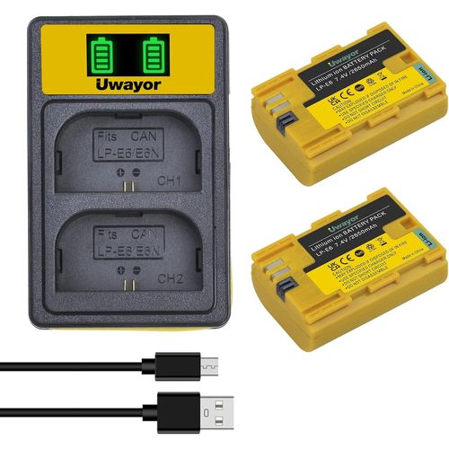 Kit De Batterie De Rechange Pour Appareil Photo Aukka Lp-E6,Kit De Batterie De Rechange Usb Double Fente,Chargeur Pour Canon Lp-E6, Lp-E6N Et Canon Eos R, R5, 7D, 7D Mark Ii[ChargeurUsb812]