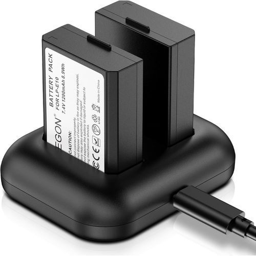 Batterie De Rechange (2 Pièces) Et Chargeur Rapide Double Pour Canon Lp-E10 Et Les Appareils Photo Canon Eos Rebel T3, T5, T6, Kiss X50, X70, Eos 1100D, Eos 1200D,1300D, 2000D, 300[ChargeurUsb685]