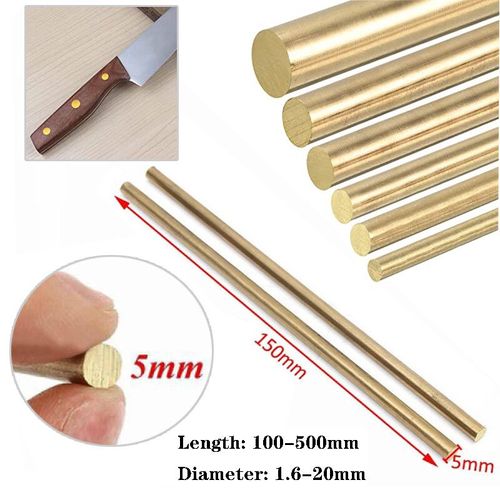Barre ronde en laiton pour la fabrication de marijuana,matériel de bricolage,manche de couteau,tube de fil circulaire- 4x250mm 1pcs