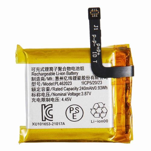 Batterie lithium-polymère rechargeable 3,87 V 240 mAh pour montre connectée Huami Amazfit GTS 3 A2035 (code PL462023) (sans logo)