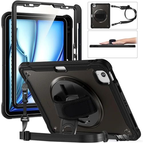 Coque Pour Ipad Air 11 Pouces (M3/M2) / Ipad Air 4/5 10,9 Pouces - Protection Intégrale Avec Bandoulière Et Sangle - Noir - E.F.Connection