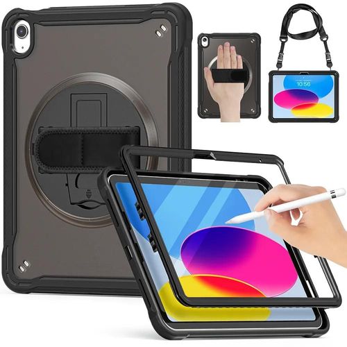 Coque Pour Ipad A16 (11"") / Ipad 10 2022 (10,9"" 10e Génération) Protection Intégrale Avec Bandoulière - Noir - E.F.Connection