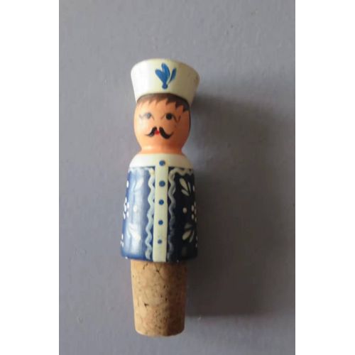 Ancien Bouchon Bouteille En Bois Petit Bonhomme