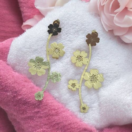 Boucles D'oreilles Fleurs En Acier Inoxydable Dorées