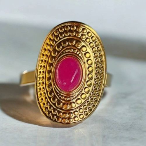 Bague Ajustable En Acier Inoxydable Dorées Avec Perles