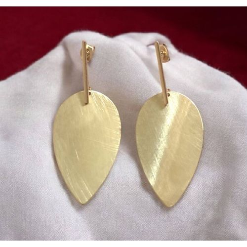 Boucles D'oreilles Feuilles En Acier Inoxydable Dorée