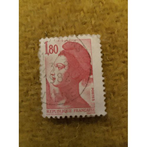 Timbre Oblitéré République Française 1,80 Marianne Rouge.