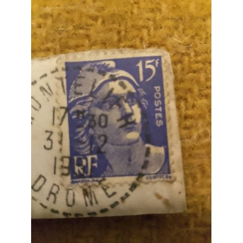 Timbre Oblitéré Rf 15f Postes Marianne Bleue.