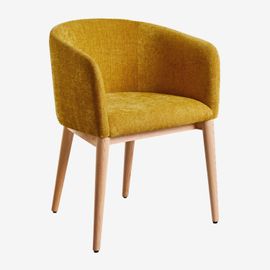 Pack De 4 Chaises De Salle À Manger Rembourrées Bunia Avec Accoudoirs Bois Naturel