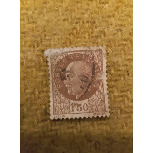 Timbre Oblitéré Postes Françaises 1f50 Marron.