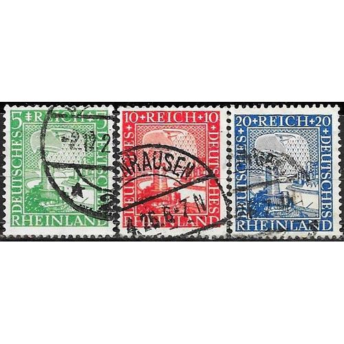 Allemagne, Rép. De Weimar 1925 Beaux Timbres Yvert 365 366 367 - Millénaire Rhénan , Aigle Allemand Et Vue Du Rhin, Oblitérés Tbe