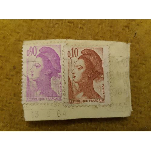 Timbres Oblitérés République Française Marianne 0,90 Rose+0,10 Marron.