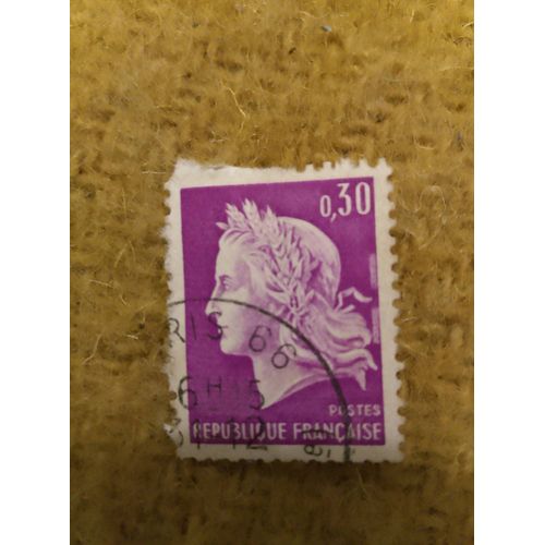 Timbre Oblitéré République Française 0,30 Marianne Violet.