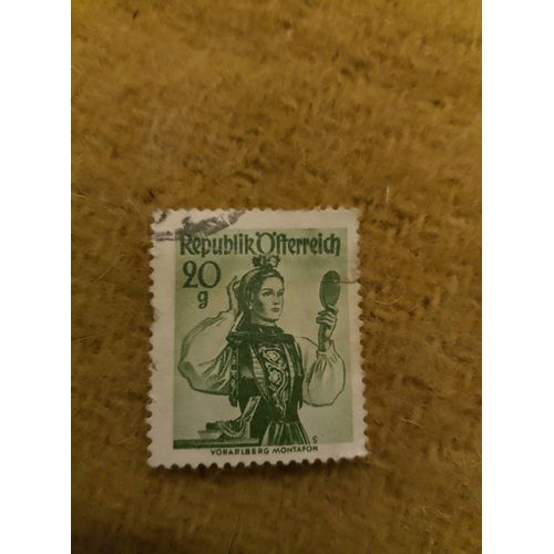 Timbre Oblitéré Republik Ofterreich 20g Vert.